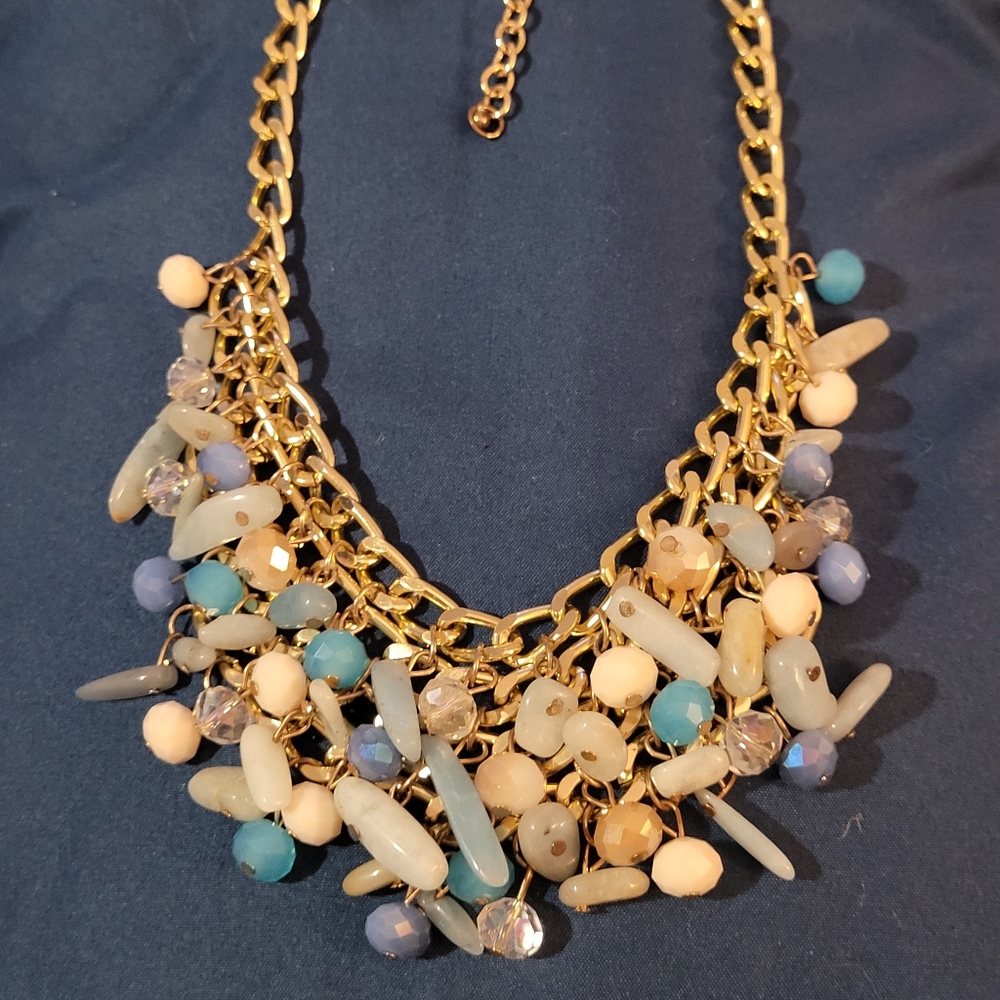 Multitone blue and and white, gold tone